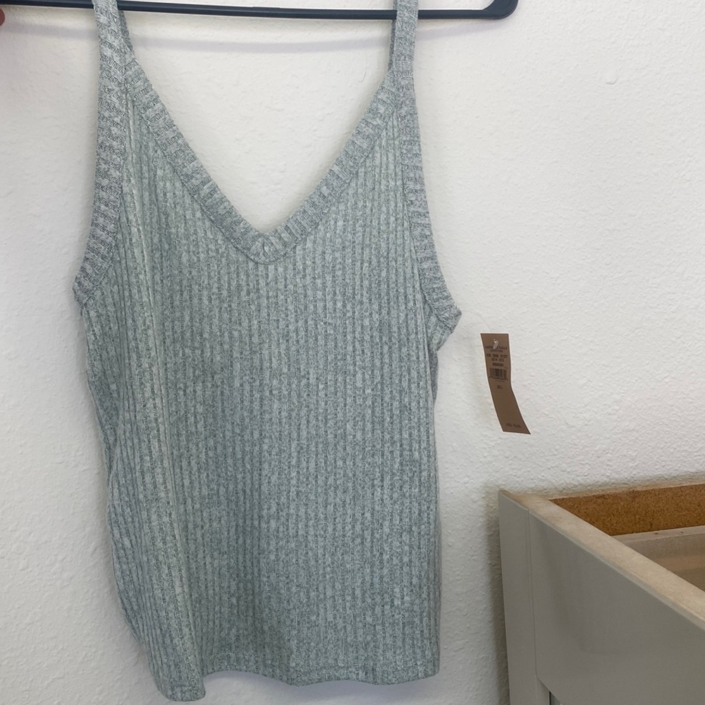 American Eagle Outfitters Green Ribbed Crop Top Tank
